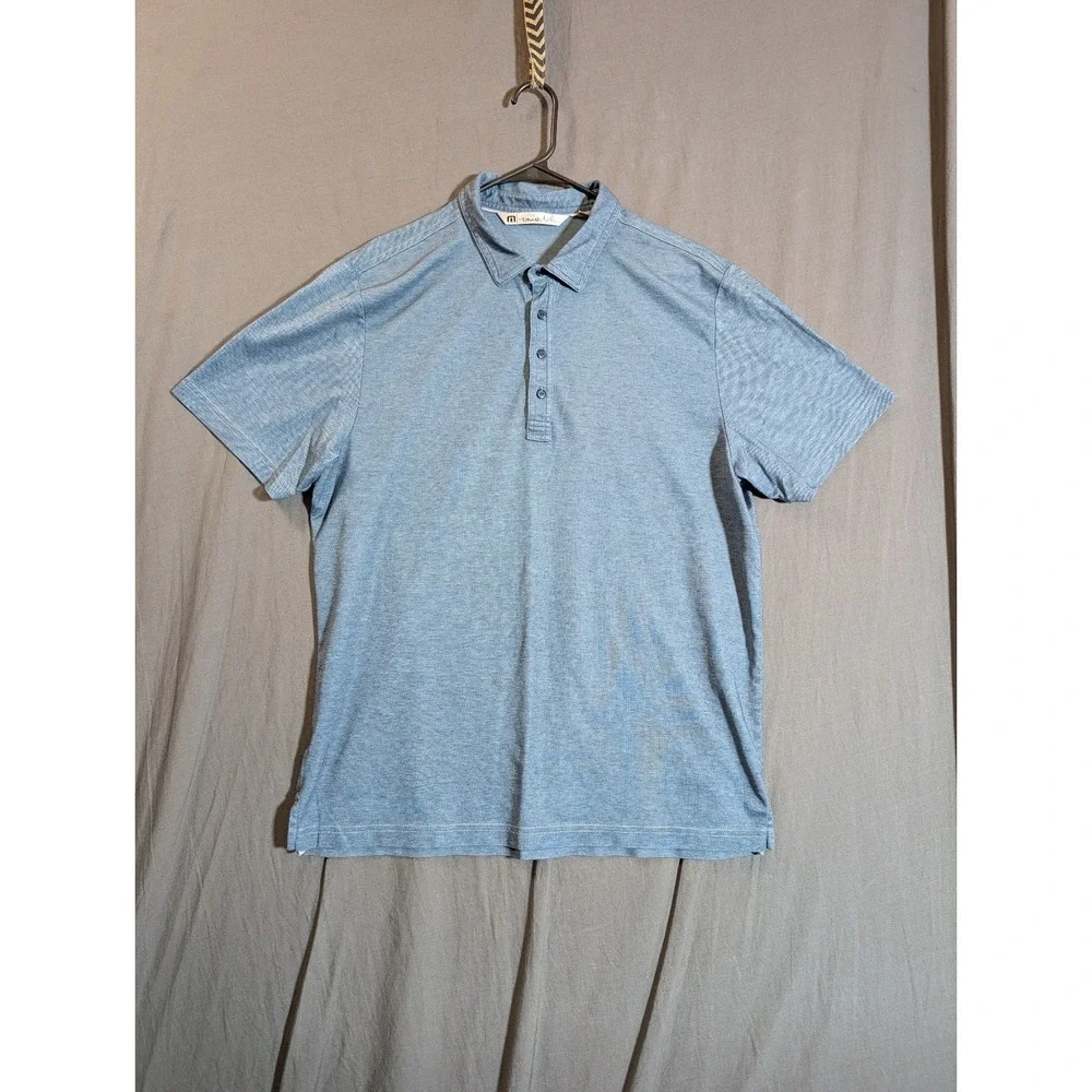 Travis Mathew Polo Shirt Mens XL Blue Golf Pima Cotton‎ Blend Logo Adult